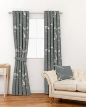 Load image into Gallery viewer, Animalia Dark Steel Curtain Fabric