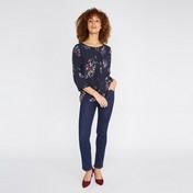 Load image into Gallery viewer, Navy Floral Pintuck Blouse
