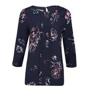 Navy Floral Pintuck Blouse