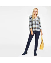 Load image into Gallery viewer, 3/4 Sleeve Twill Check Top

