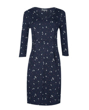 Load image into Gallery viewer, 3/4 Sleeve Navy Spot Floral Dress
