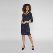 Load image into Gallery viewer, 3/4 Sleeve Navy Spot Floral Dress
